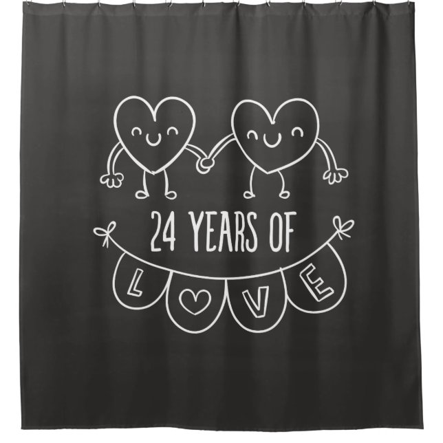 24th Anniversary Gift Chalk Hearts Shower Curtain (Front)