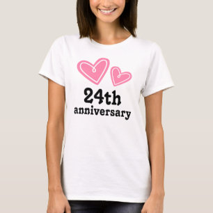 24th Anniversary Gift Hearts T-Shirt