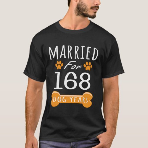24Th Anniversary Married For 168 Dog Years Marriag T_Shirt