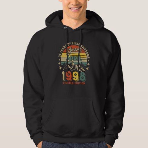 24th Birthday 24 Years Awesome Since April 1998 Vi Hoodie