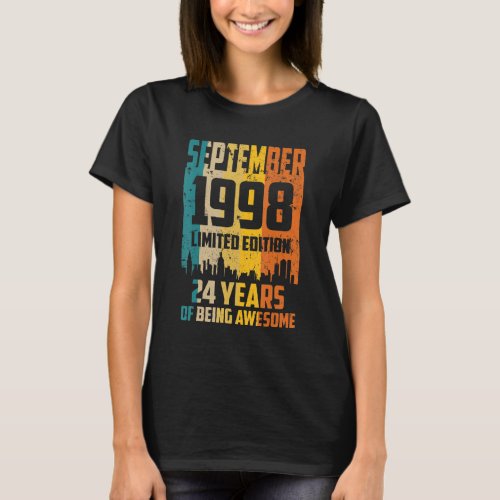 24th Birthday 24 Years Awesome Since September 199 T_Shirt