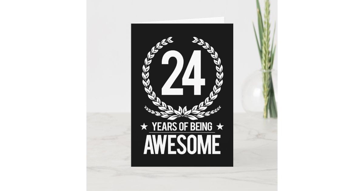 Women 24 Years Old And Fabulous 24th Birthday Party design Greeting Card