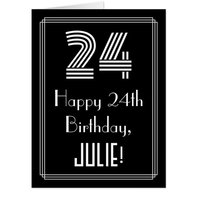 24th Birthday — Art Deco Inspired Look “24” + Name Card (Front)