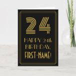 [ Thumbnail: 24th Birthday: Art Deco Inspired Look "24" & Name Card ]