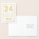 [ Thumbnail: 24th Birthday - Art Deco Inspired Look "24" & Name Foil Card ]