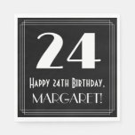[ Thumbnail: 24th Birthday ~ Art Deco Inspired Look "24", Name Napkins ]
