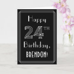 [ Thumbnail: 24th Birthday: Art Deco Style # 24 & Custom Name Card ]