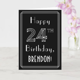 24th Birthday: Art Deco Style # 24 & Custom Name Card