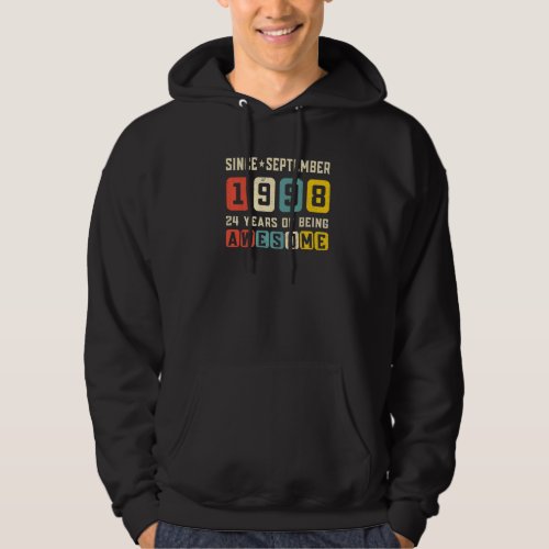 24th Birthday Awesome Since September 1998 Vintage Hoodie