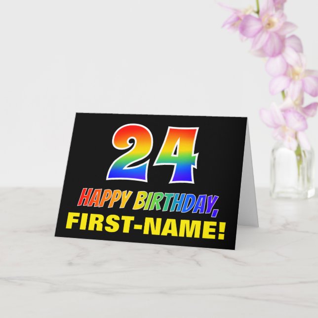 24th Birthday: Bold, Fun, Simple, Rainbow 24 Card (Orchid)