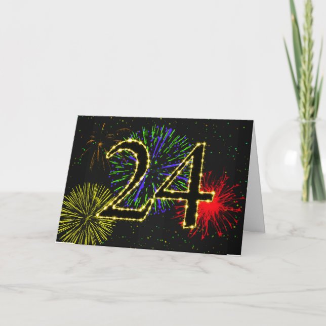 24th Birthday card with fireworks (Front)