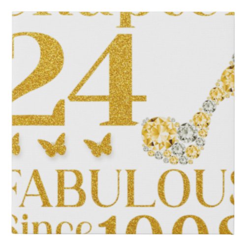 24th Birthday Chapter 24 Fabulous Since 1998  Faux Canvas Print