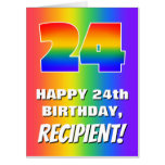 [ Thumbnail: 24th Birthday: Colorful, Fun Rainbow Pattern # 24 Card ]