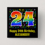 [ Thumbnail: 24th Birthday: Colorful Music Symbols, Rainbow 24 Button ]