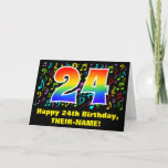 [ Thumbnail: 24th Birthday: Colorful Music Symbols & Rainbow 24 Card ]