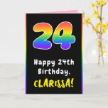 [ Thumbnail: 24th Birthday: Colorful Rainbow # 24, Custom Name Card ]