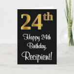 [ Thumbnail: 24th Birthday ~ Elegant Luxurious Faux Gold Look # Card ]