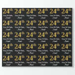 [ Thumbnail: 24th Birthday: Elegant Luxurious Faux Gold Look # Wrapping Paper ]