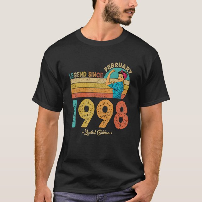 24th Birthday February 1998 Legend Since 1998 24 Y T-Shirt (Front)