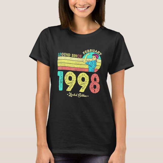 24th Birthday February 1998 Legend Since 1998 24 Y T-Shirt (Front)