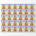 [ Thumbnail: 24th Birthday: Fun Cake and Candles + Custom Name Wrapping Paper ]