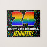[ Thumbnail: 24th Birthday — Fun, Colorful Music Symbols & “24” Jigsaw Puzzle ]