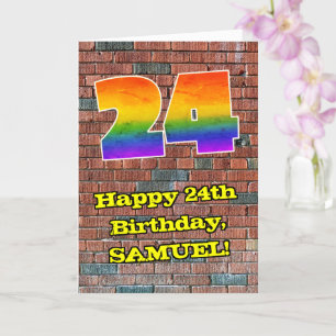 24th Birthday: Fun Graffiti-Inspired Rainbow 24 Card