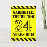 [ Thumbnail: 24th Birthday: Fun Stencil Style Text, Custom Name Card ]