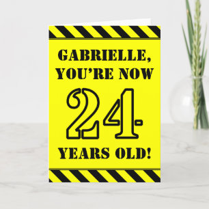 24th Birthday: Fun Stencil Style Text, Custom Name Card