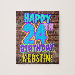 24th Birthday ~ Fun, Urban Graffiti Inspired Look Jigsaw Puzzle