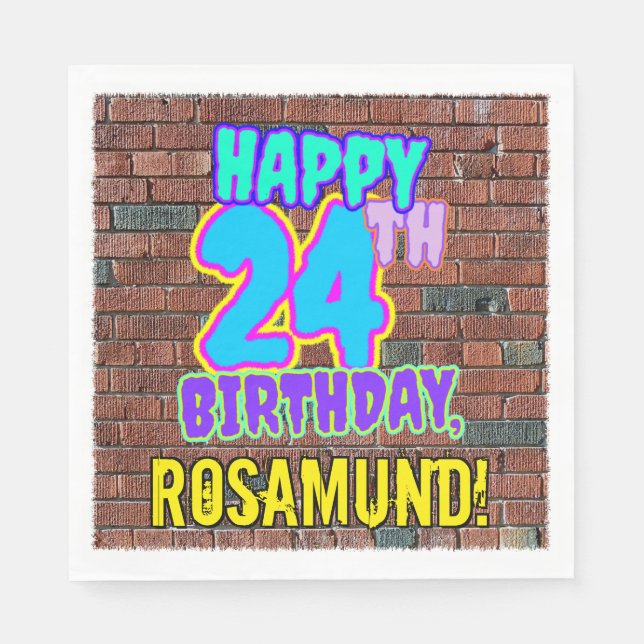 24th Birthday ~ Fun, Urban Graffiti Inspired Look Napkins (Front)