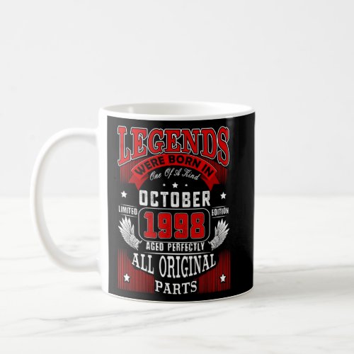 24th Birthday  Legends Born In October 1998 24 Yrs Coffee Mug
