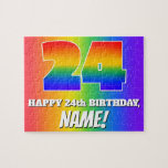 [ Thumbnail: 24th Birthday — Multicolored Rainbow Pattern “24” Jigsaw Puzzle ]