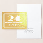[ Thumbnail: 24th Birthday: Name + Art Deco Inspired Look "24" Foil Card ]