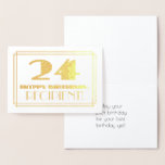 [ Thumbnail: 24th Birthday; Name + Art Deco Inspired Look "24" Foil Card ]