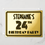 [ Thumbnail: 24th Birthday Party — Art Deco Style “24” & Name Invitation ]