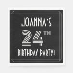 [ Thumbnail: 24th Birthday Party: Art Deco Style + Custom Name Napkins ]