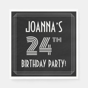 24th Birthday Party: Art Deco Style + Custom Name Napkins