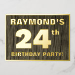 [ Thumbnail: 24th Birthday Party: Bold, Faux Wood Grain Pattern Invitation ]