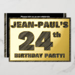 [ Thumbnail: 24th Birthday Party — Bold, Faux Wood Grain Text Invitation ]