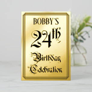 24th Birthday Party — Elegant Script + Custom Name Foil Invitation