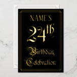 [ Thumbnail: 24th Birthday Party — Fancy Script & Custom Name Invitation ]