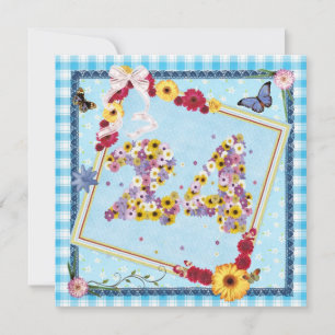 24th Birthday party Invitation flowers,butterflies