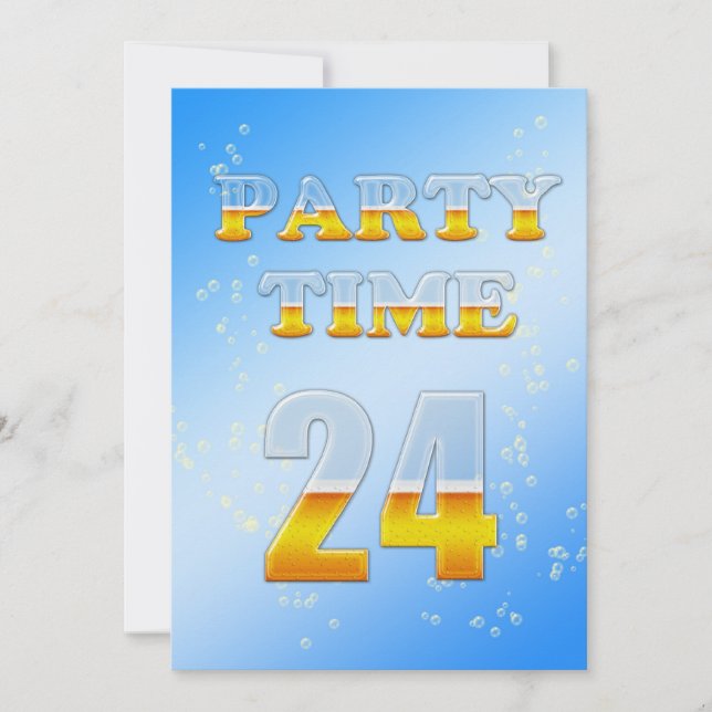 24th birthday party invitation with beer (Front)