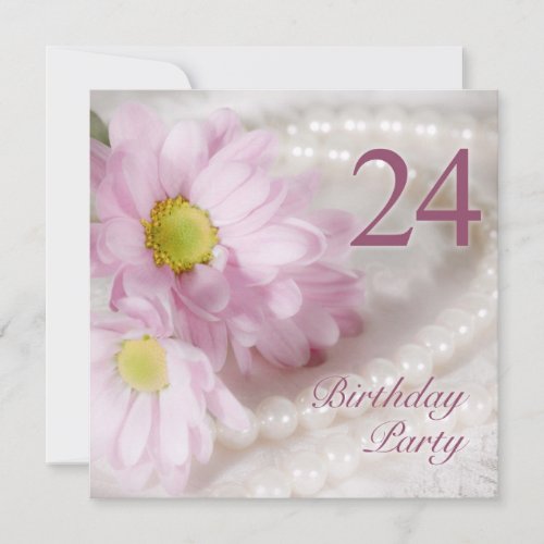 24th Birthday party invitation with daisies
