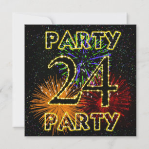 24th birthday party invitation with fireworks