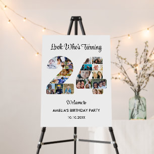 24th Birthday Party Number 24 Photo Collage Foam Board
