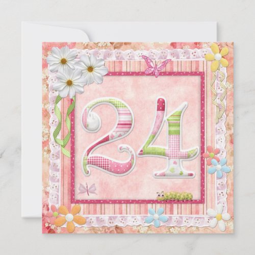 24th birthday party scrapbooking style invitation