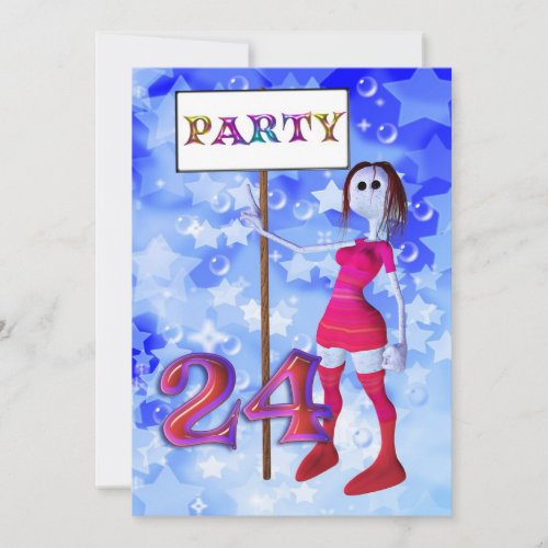 24th Birthday party sign board invitation