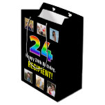 [ Thumbnail: 24th Birthday: Rainbow “24“, Custom Photos & Name Gift Bag ]